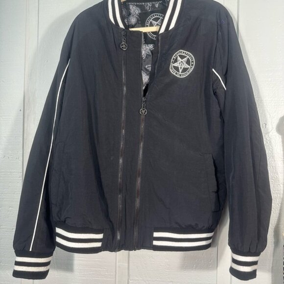 BlackCraft Create Your Own Future Double Zipper Bomber Jacket Size Large EUC - Picture 4 of 9